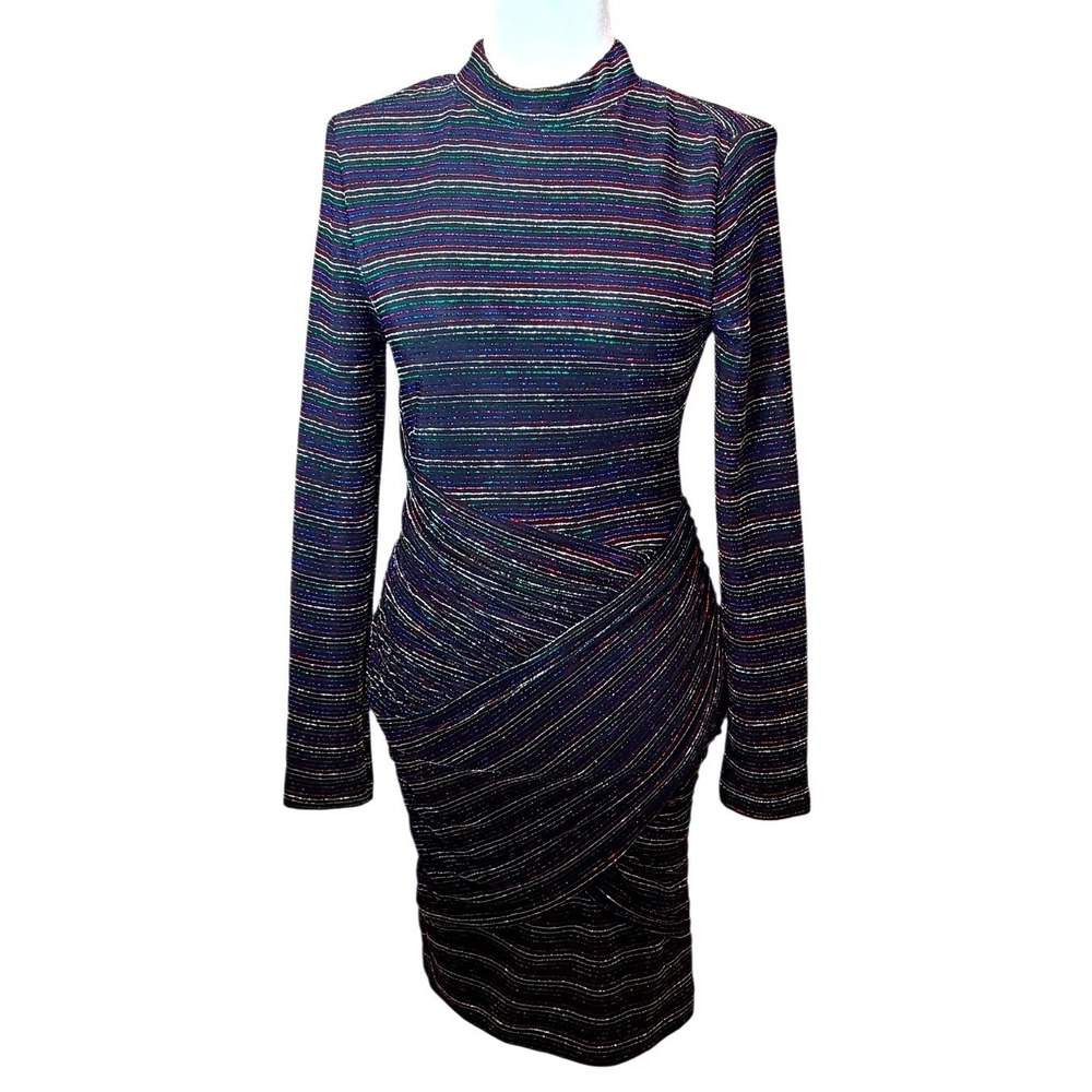 Trina Turk Metallic Knit Mini Bodycon Dress Women's Size 6 Party Festive